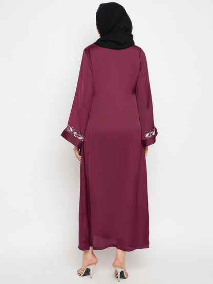 Handwork Maroon Luxury with Black Georgette Hijab