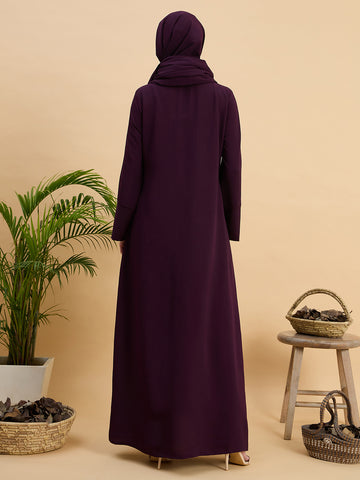 Women’s Solid Purple Abaya Burqa with Matching Hijab