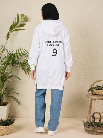 Women's Modest Wow White Fleece Winter Hoodie
