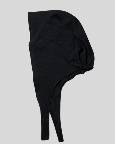 Plain Black Tie-Back Undercap Hijab