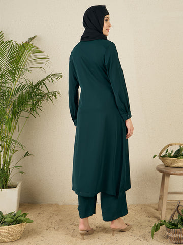 Nabia Green Solid Co-ord Set for Women
