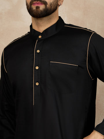 Nabia Black Mandarin Collar Men's Jubba/Thobe