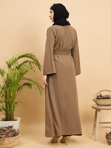 2 Piece Shrug Abaya Set with Black Hijab For Women