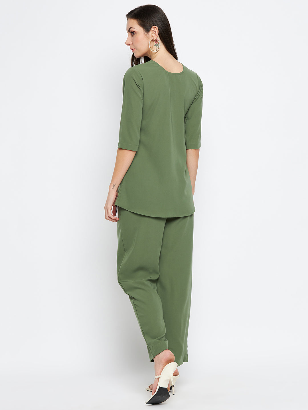 Nabia Women Jade Green Solid Co-Ord Set