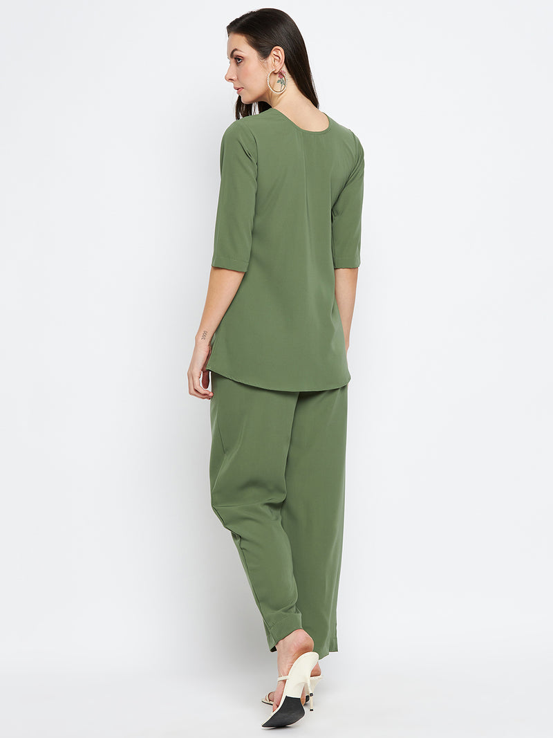 Nabia Women Jade Green Solid Co-Ord Set