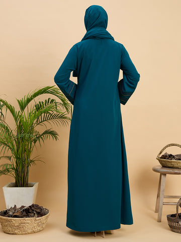 Women’s Solid Green Abaya Burqa with Matching Hijab