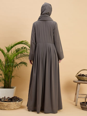 Solid Grey Abaya Burqa with Matching Hijab