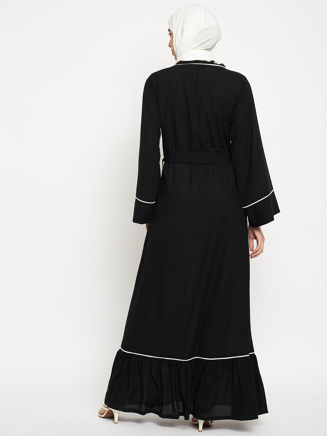 2 Piece Shrug Set Abaya with Black Hijab
