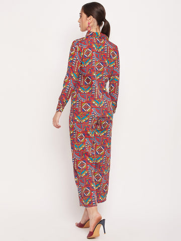 Nabia Women Red & Yellow Printed Co-Ord Set