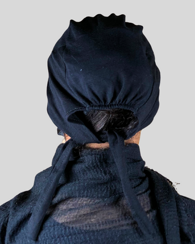 Plain Black Turban-style cap Hijab