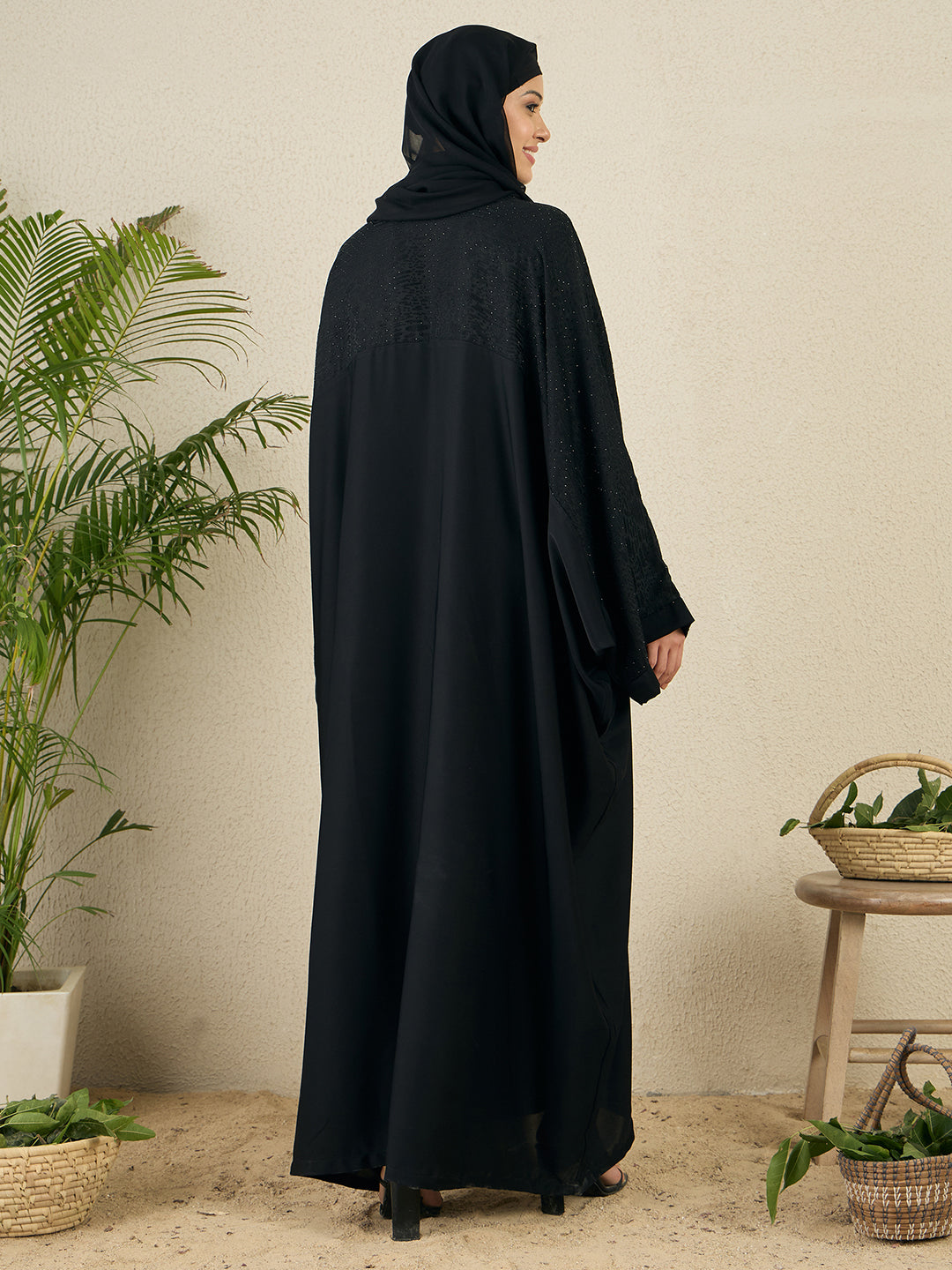 Black Free size Kaftan Abaya for Women with black hijab