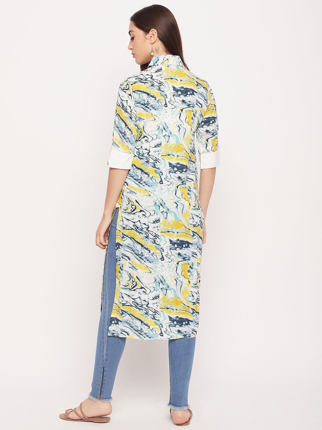 Nabia Women Front Open Multi Colour Printed kurta