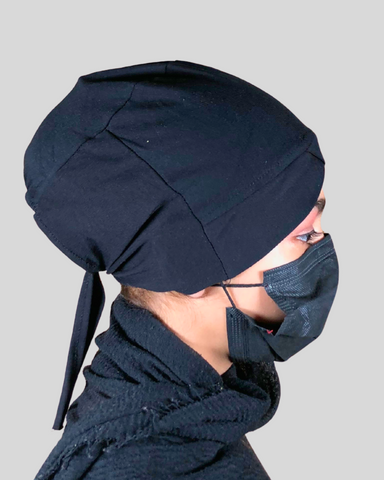 Plain Black Turban-style cap Hijab