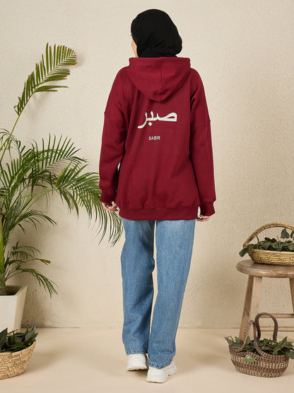 Women's Modest Maroon Fleece Sabr Winter Hoodie