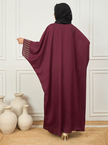 Nabia 2 Piece Handwork Shrug Abaya with Black Georgette Hijab
