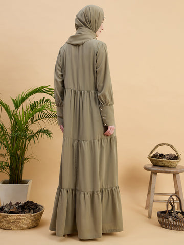 Women’s Beige Abaya Burqa with Matching Hijab