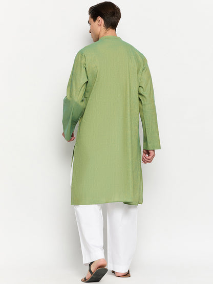 Jade Green Solid Luxurious Men's Kurta Pajama Set