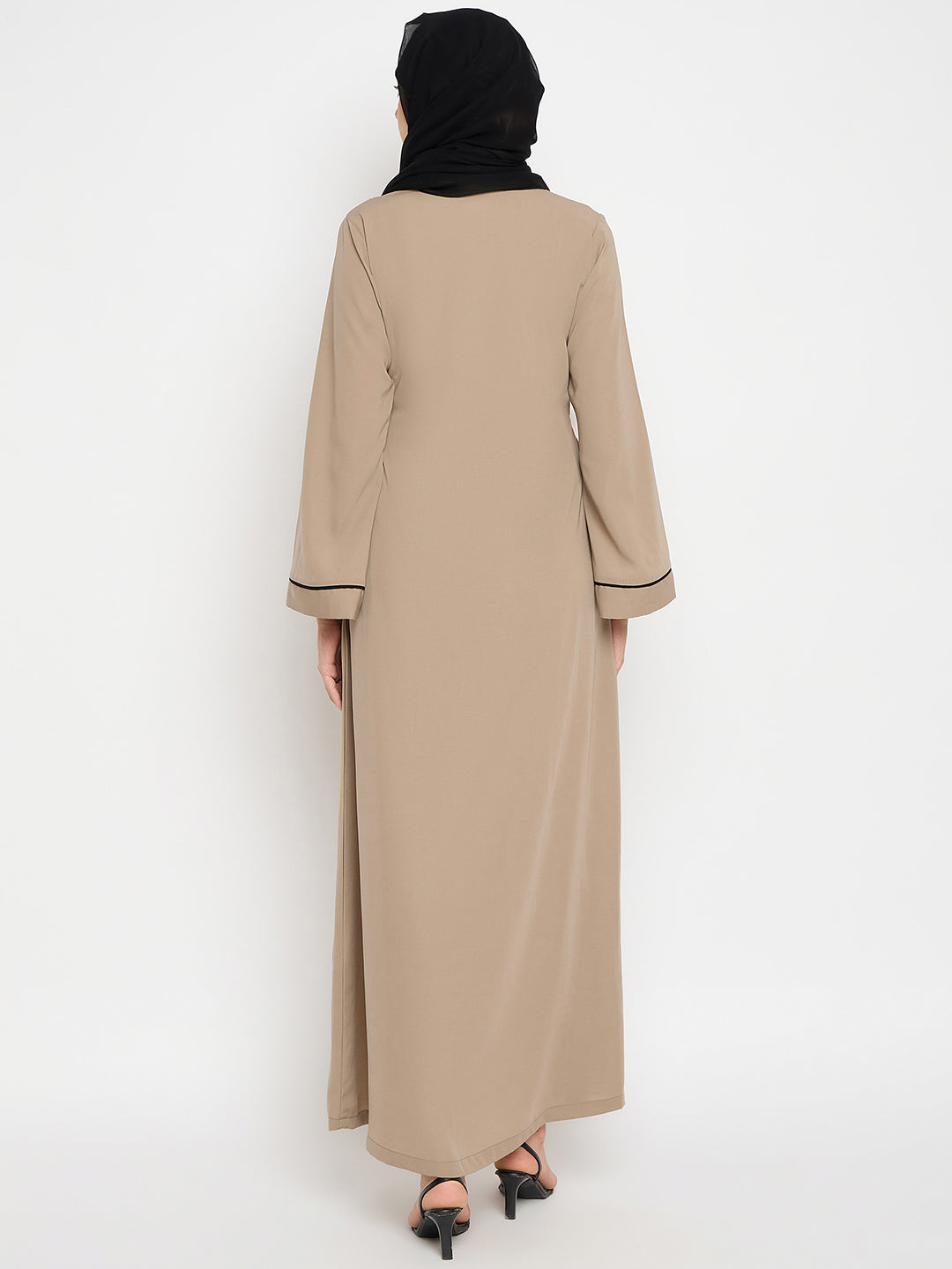 Nabia Beige Luxury Abaya with Hand Work Detailing