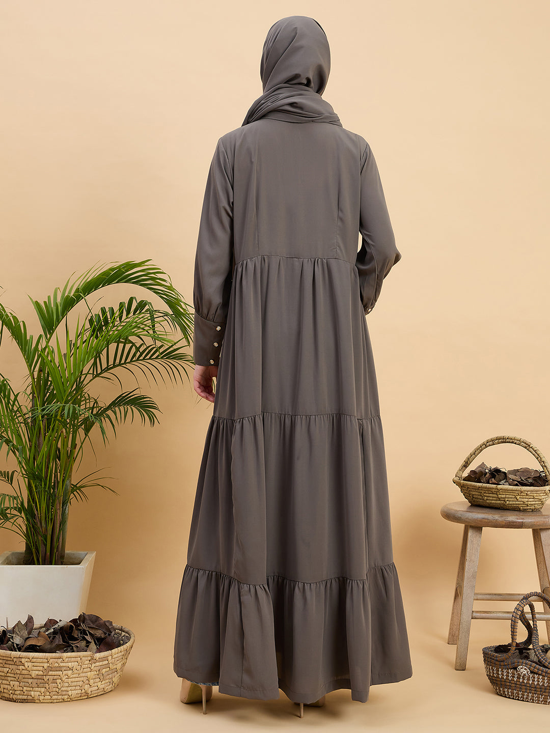 Women’s Grey Abaya Burqa with Matching Hijab