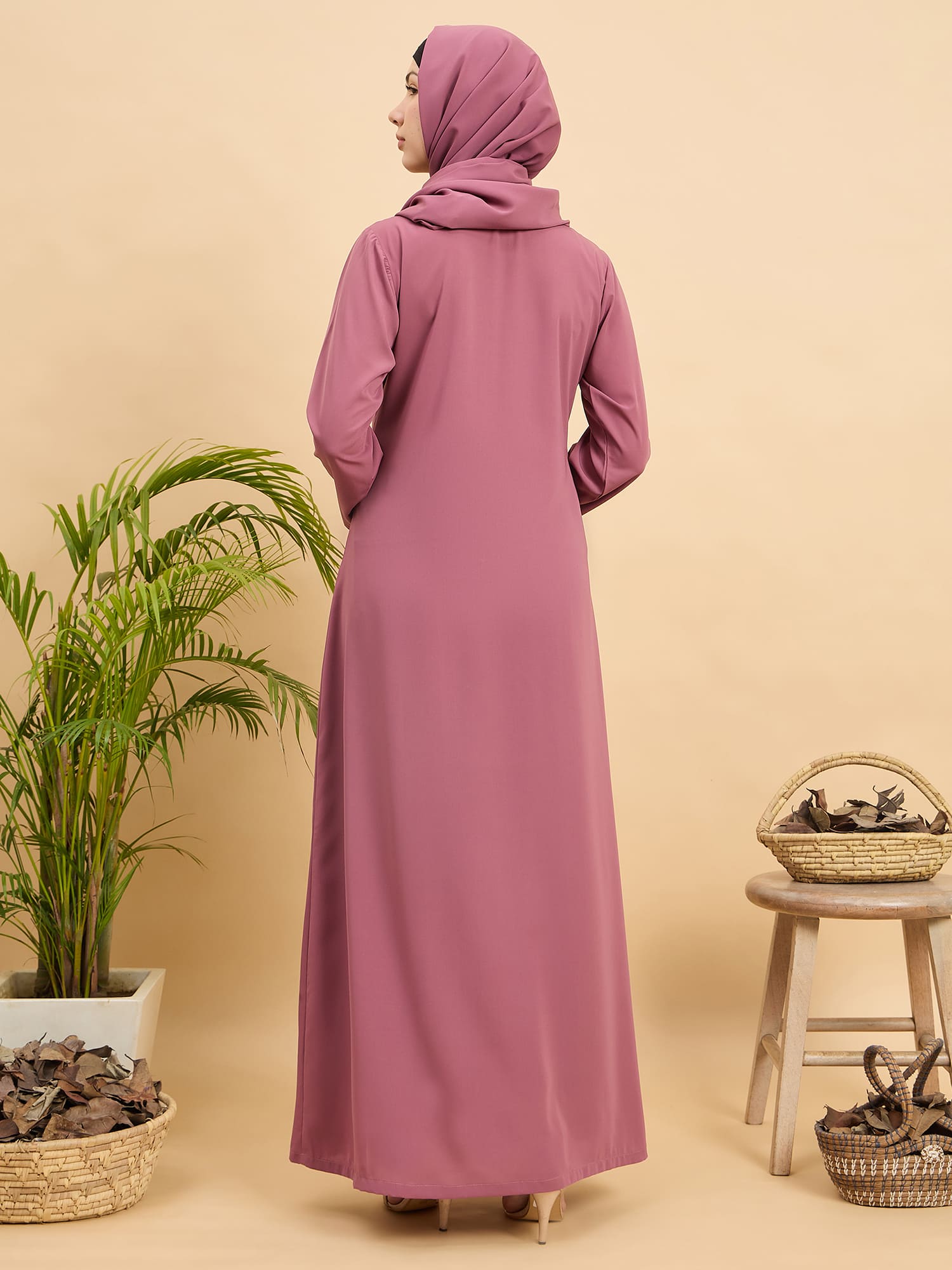Modest Pink Abaya Burqa for Women with Matching Hijab