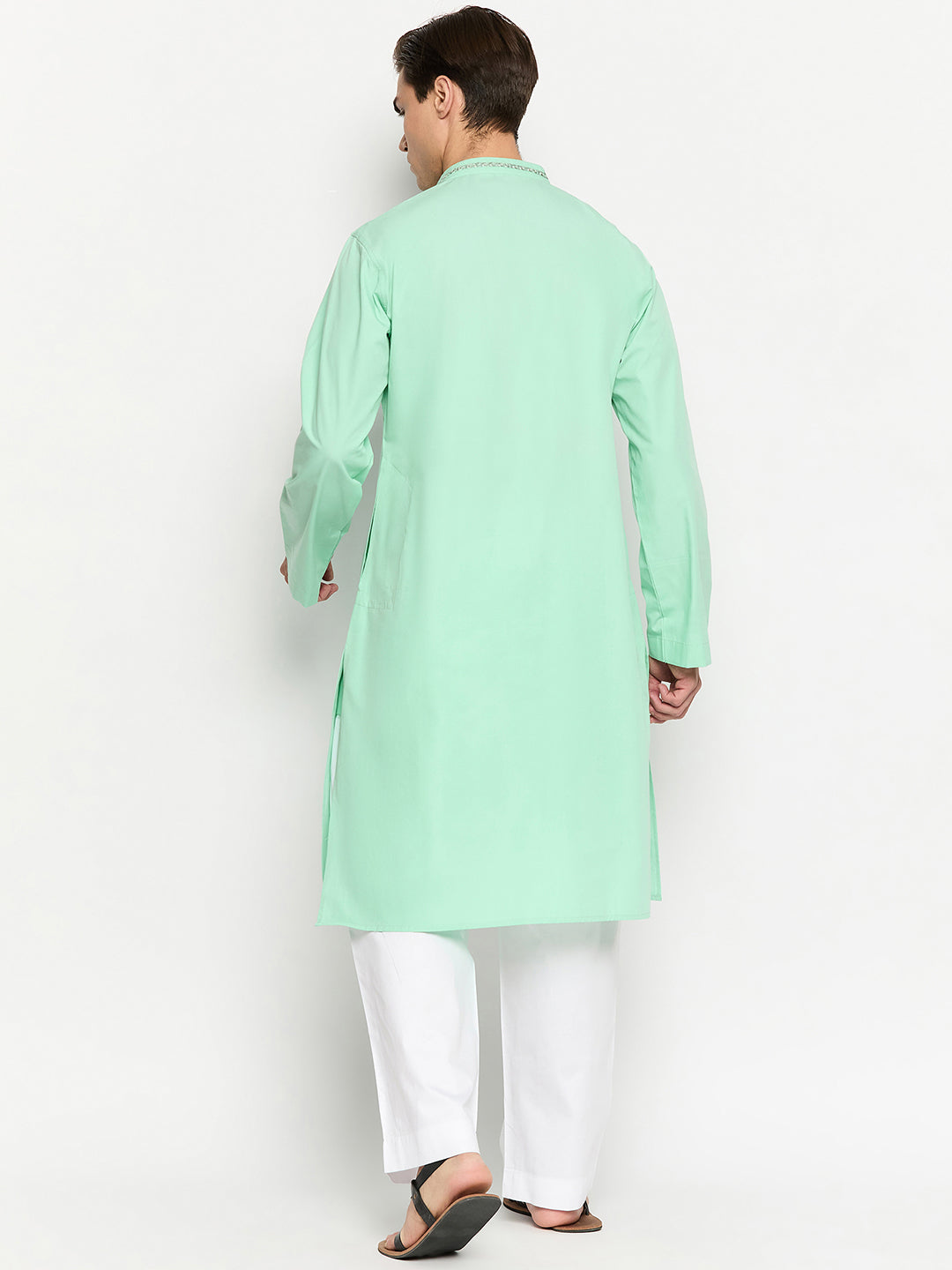 Green Embroidery Men's Kurta Pajama Set
