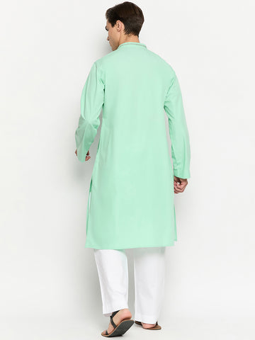 Green Embroidery Men's Kurta Pajama Set