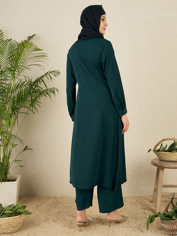 Nabia Green Solid Co-ord Set for Women