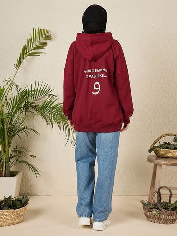 Wow Modest Maroon Fleece Winter Hoodie for Women