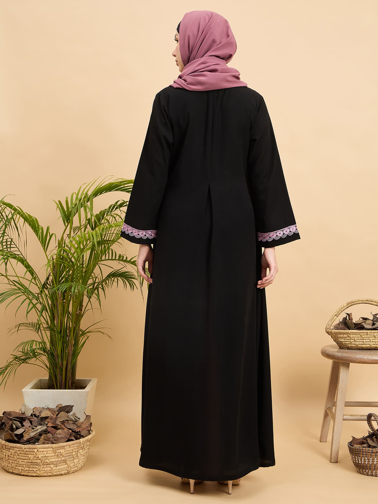Nabia Modest Lace Abaya with Matching Hijab for Women