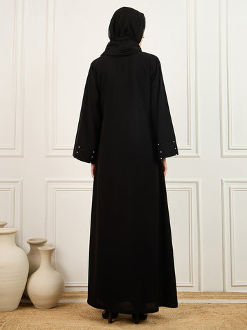 Pearl design abaya with Matching Georgette Hijab
