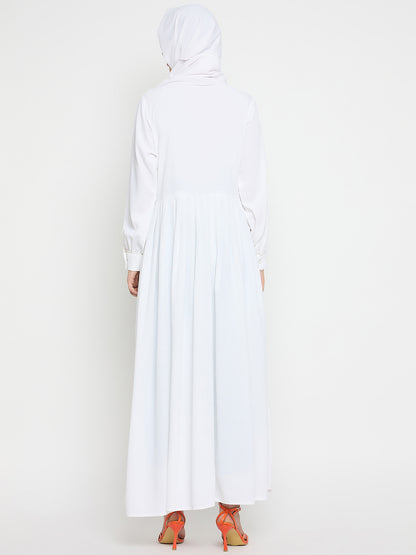 White Embroidery Abaya Burqa with Black Hijab