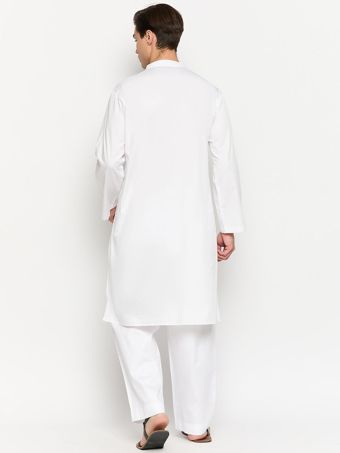 Cotton White Kurta Pajama Set For Men