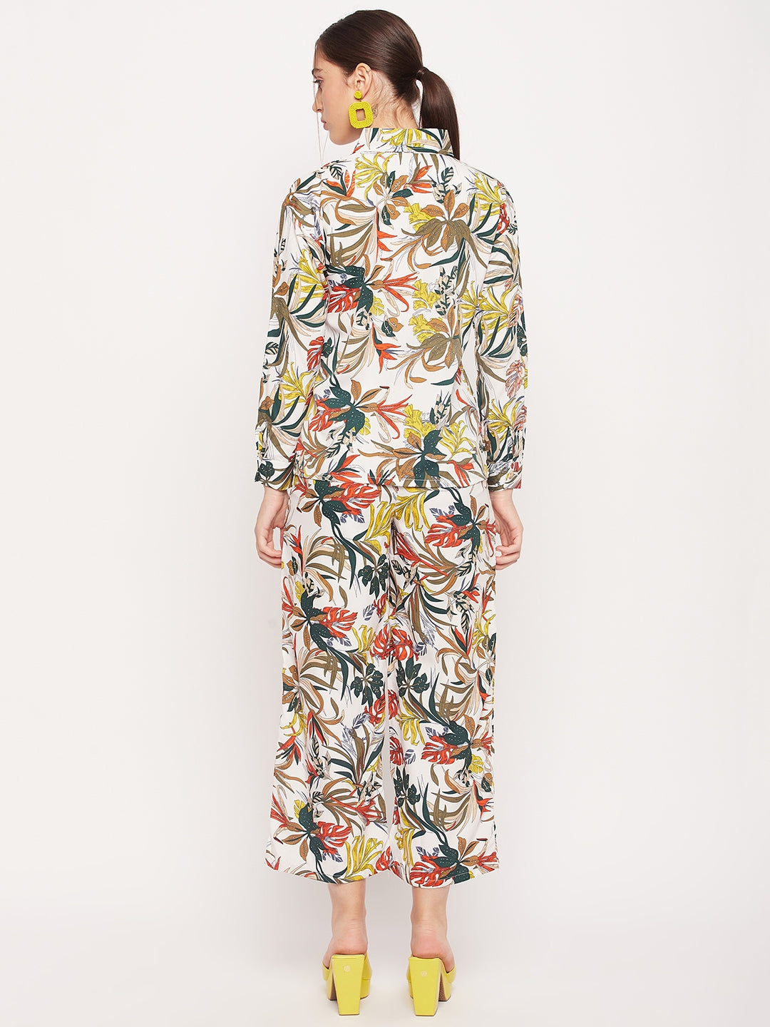 Nabia Clearance: Women White & Yellow Printed Co-Ord Set