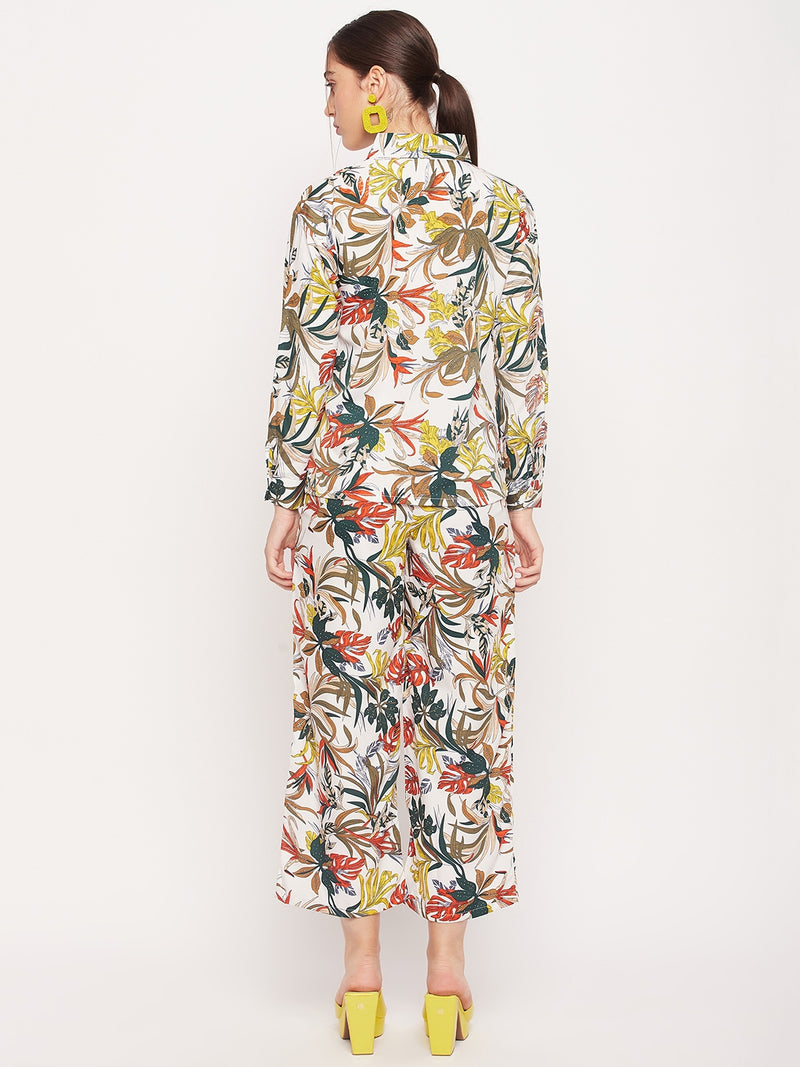 Nabia Women White & Yellow Printed Co-Ord Set