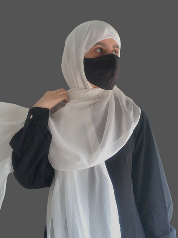 Nabia White Chiffon Metallic Shimmer Hijab