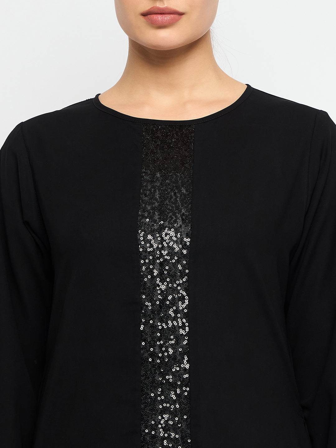 Nabia Embroidery Black Abaya Burqa with Black Scarf