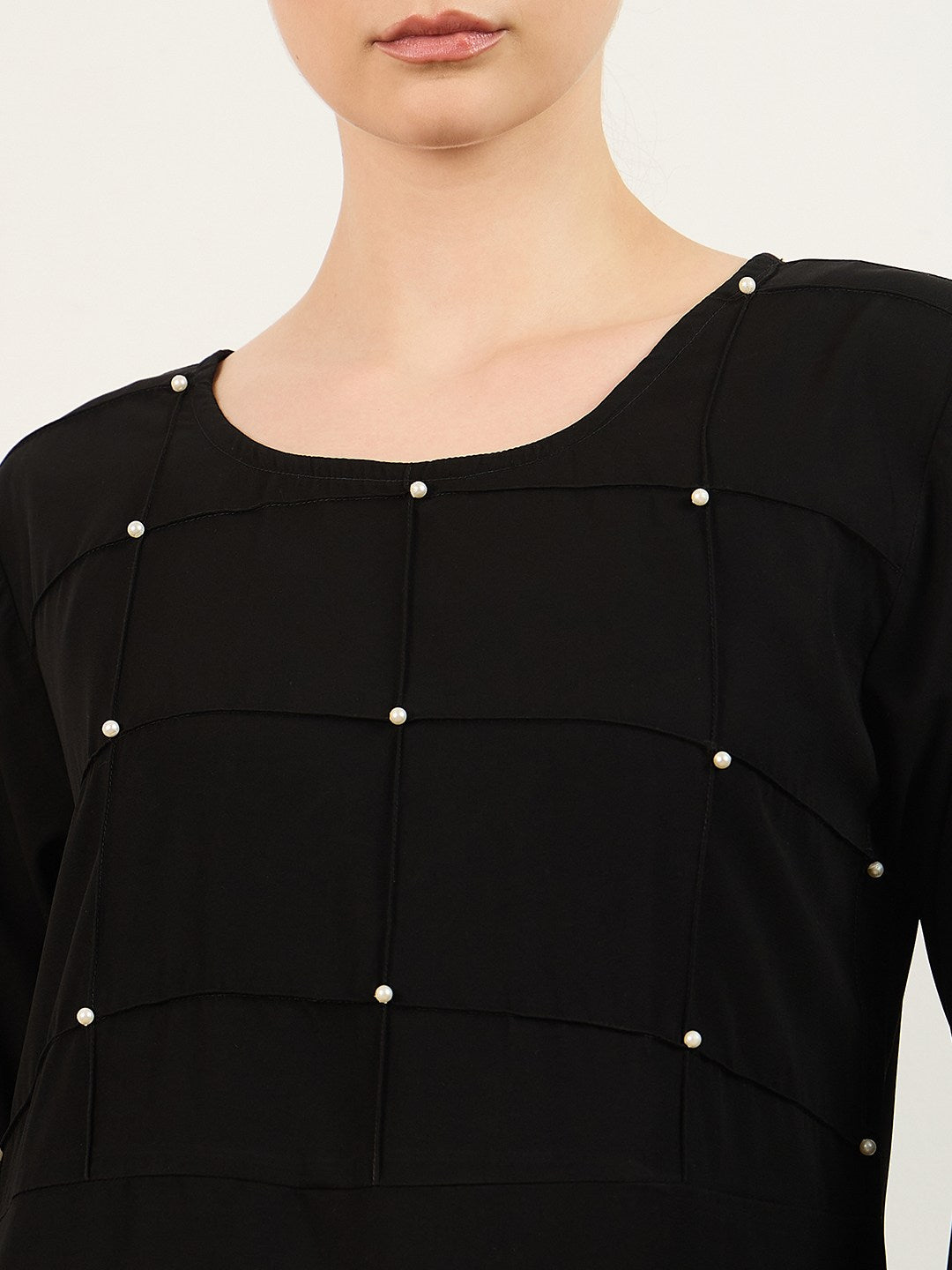 Pearl design abaya with Matching Georgette Hijab