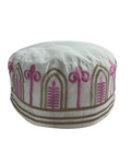 White Embroidered Prayer Kufi Cap