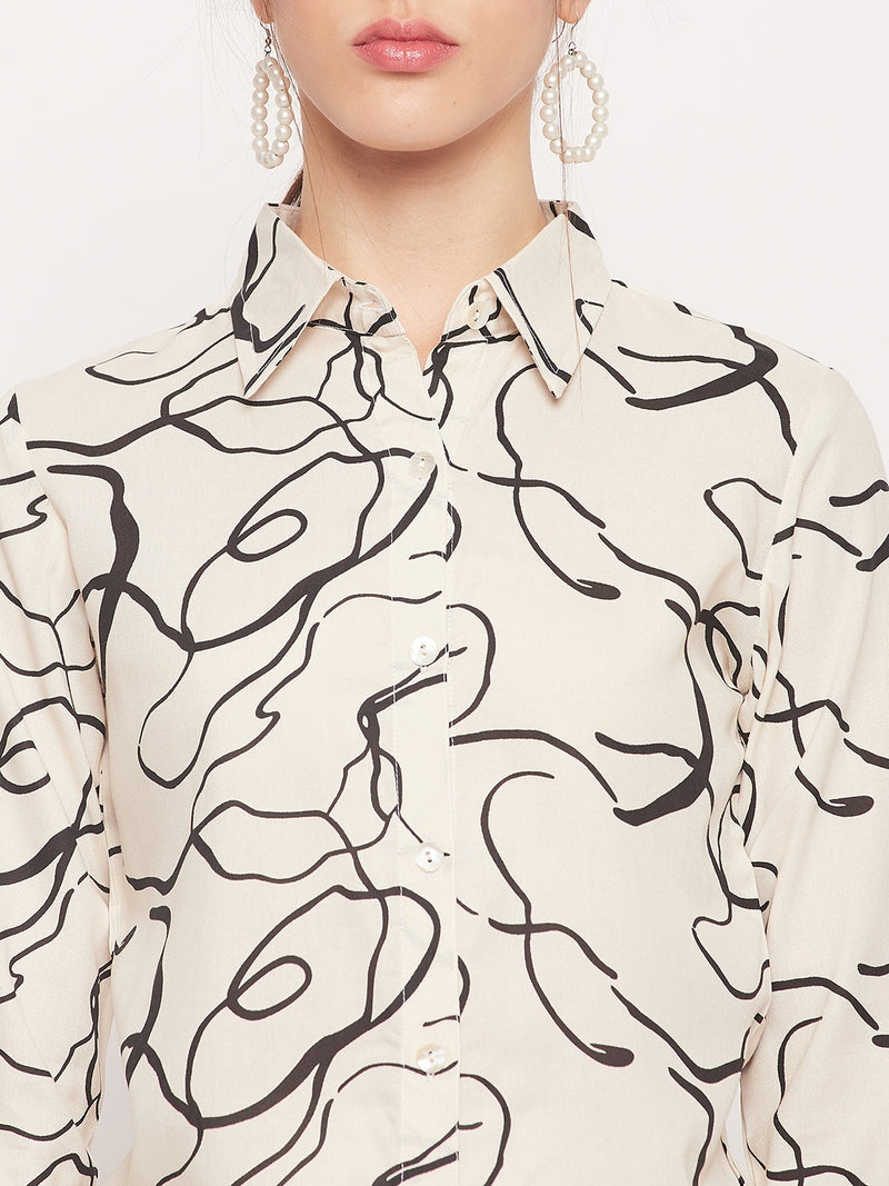Nabia Women White & Black Printed Co-Ord Set