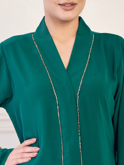 Nabia Green Handwork Luxury Abaya with Matching Hijab