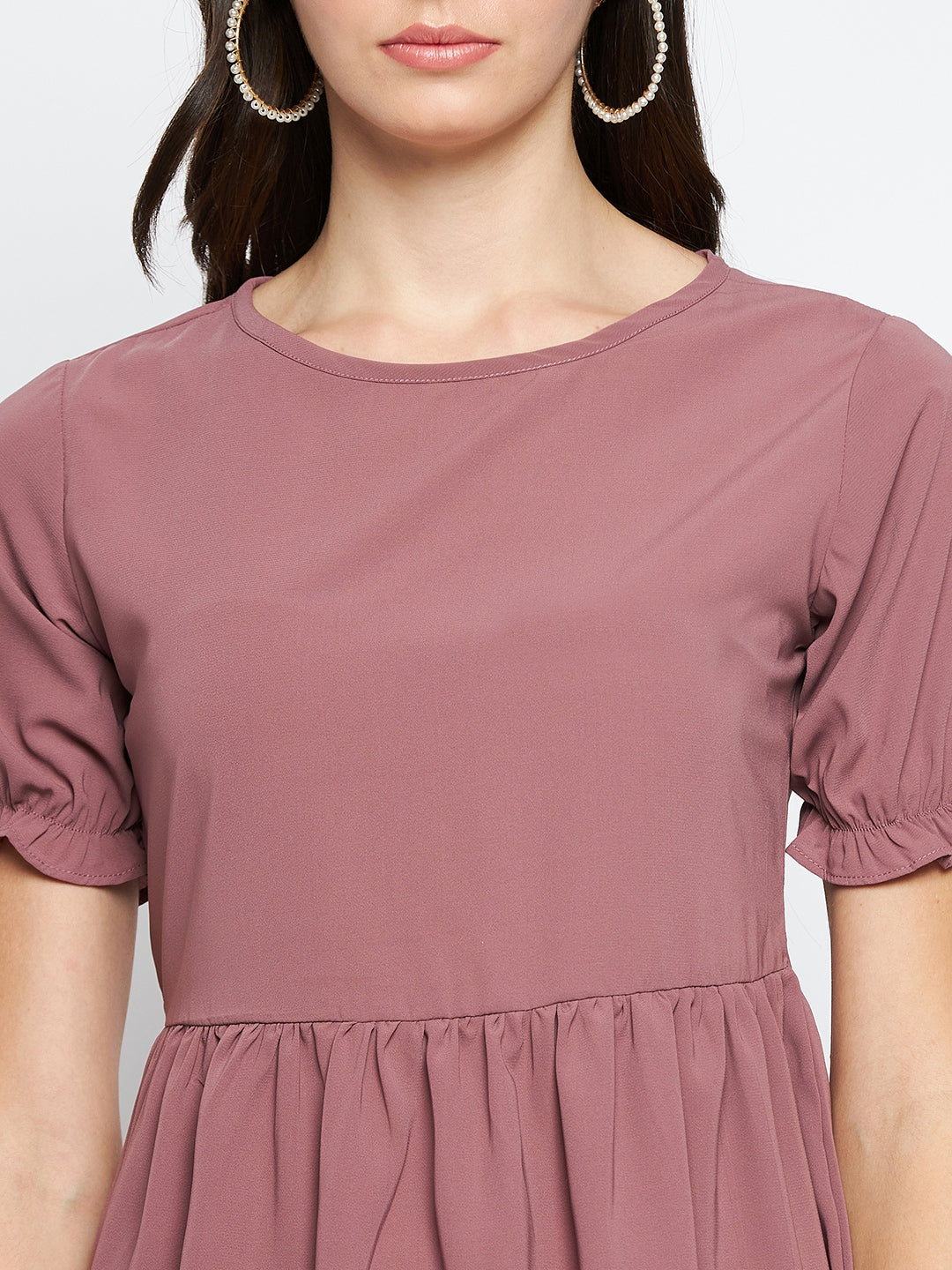 Nabia Women Puce Pink Solid Co-Ord Set