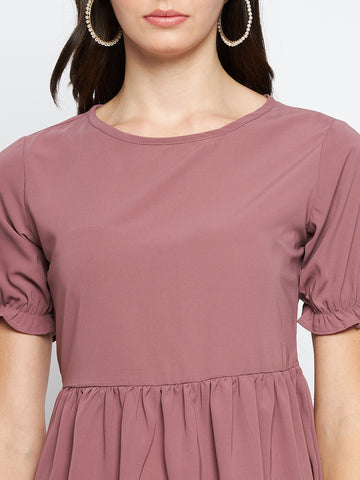 Nabia Women Puce Pink Solid Co-Ord Set