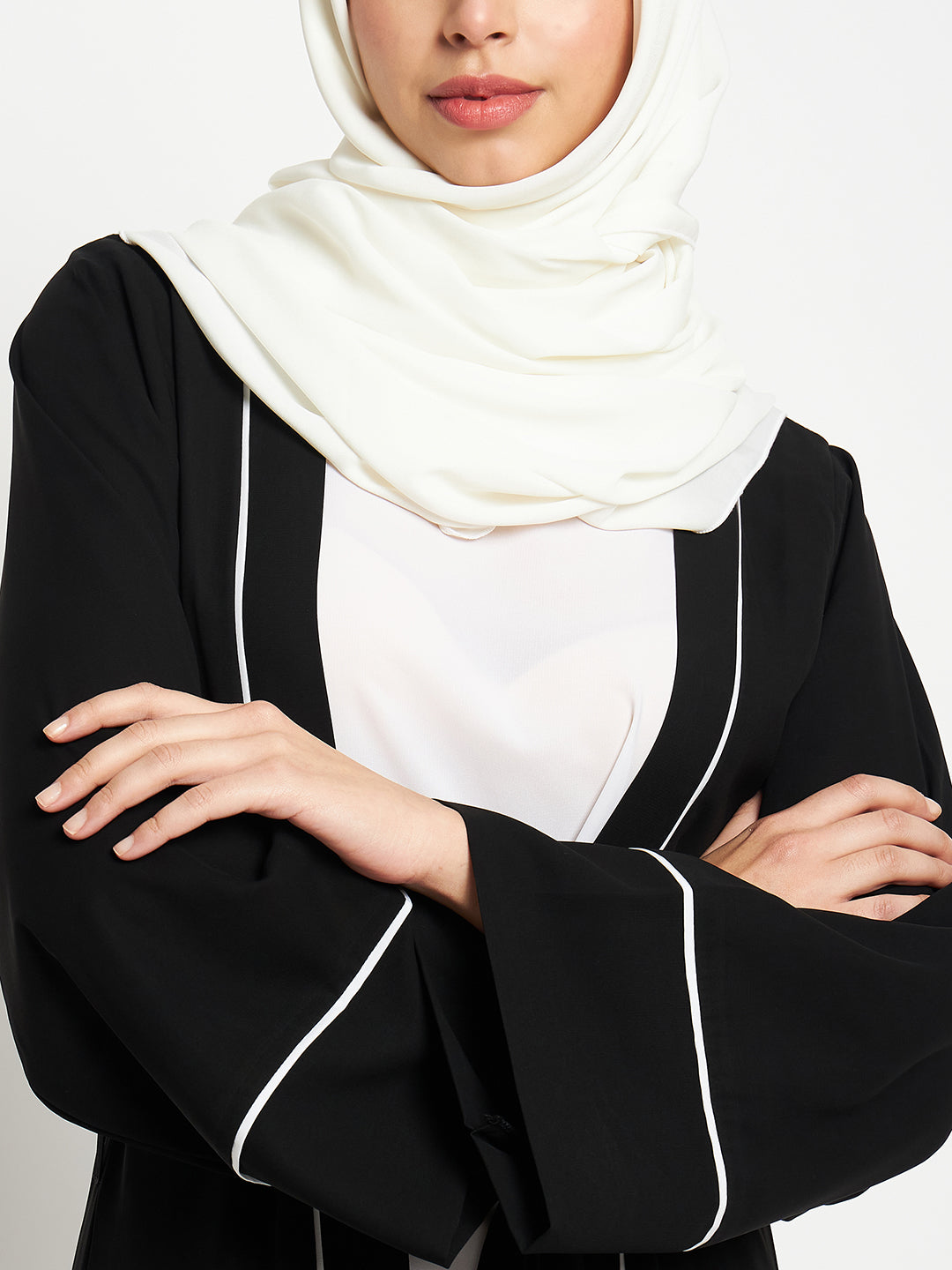 2 Piece Shrug Set Abaya with Black Hijab for Women