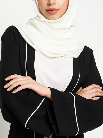 Nabia Women Black Front Open Shrug with Black Scarf