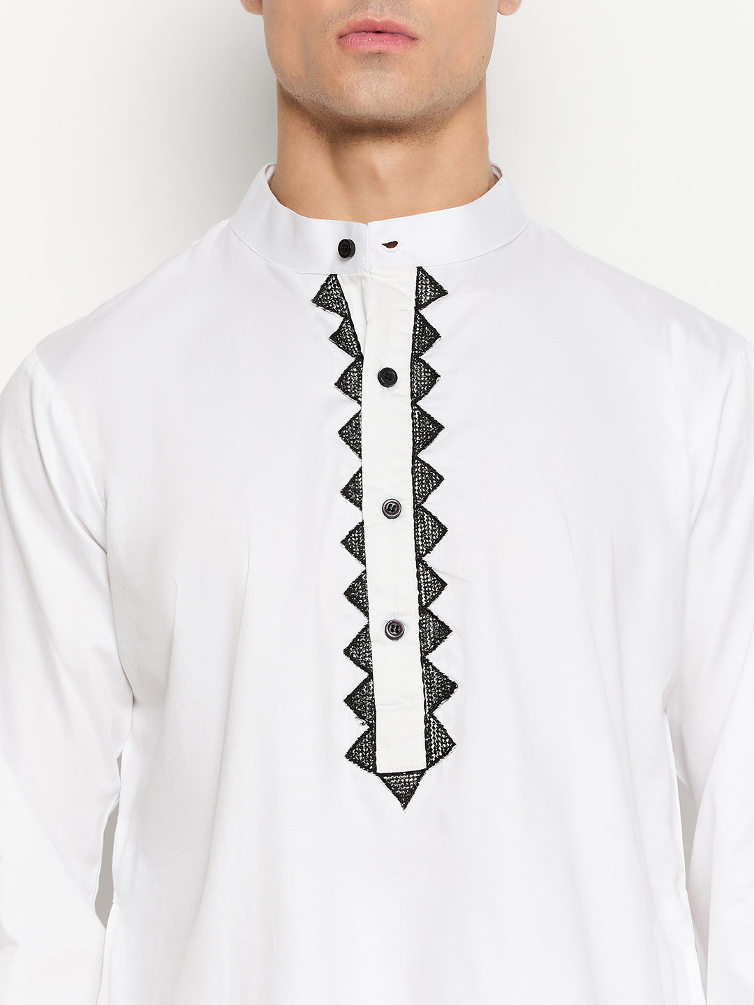 Embroidery Cotton Men's White Kurta Pajama Set
