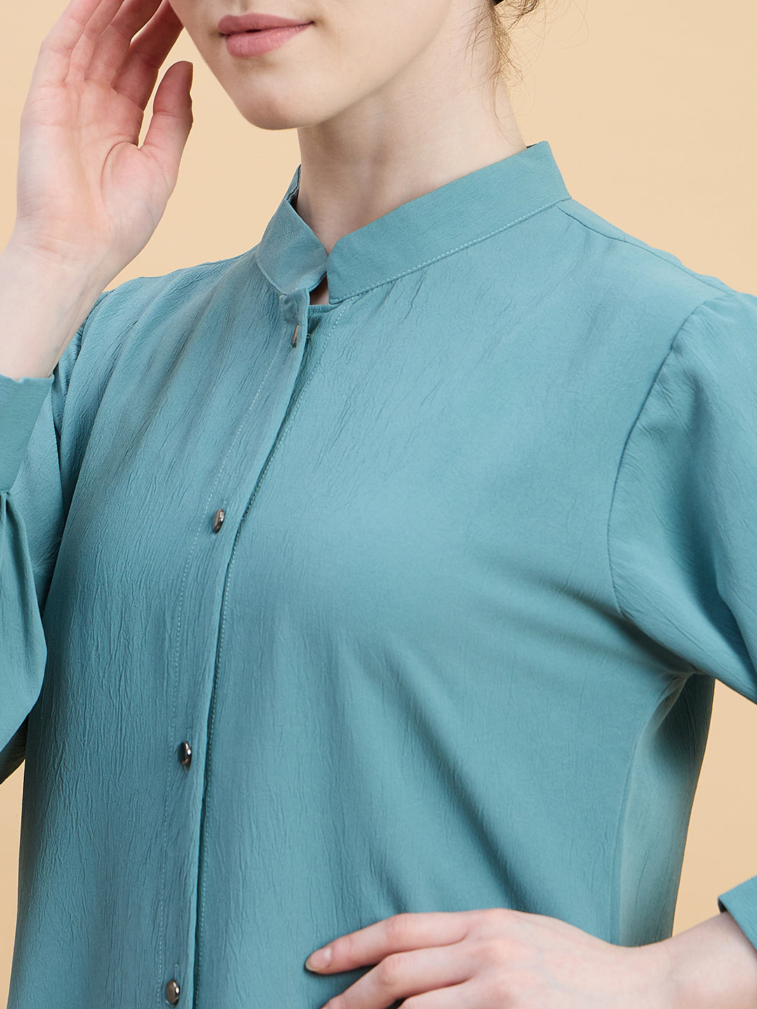 Green Front Open Co-ord Set for Women with Matching Hijab