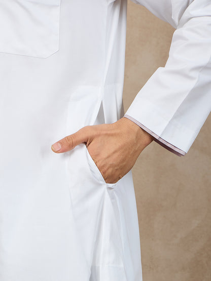 Nabia White Solid Thobe/Jubba
