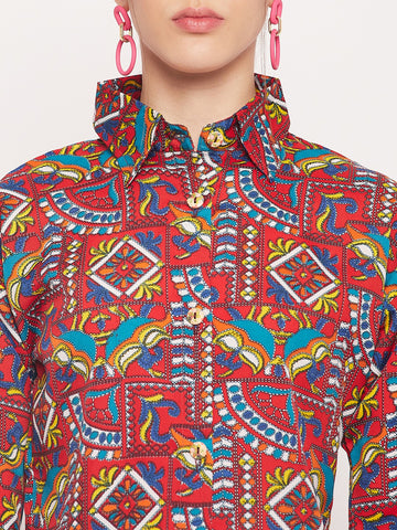 Nabia Women Red & Yellow Printed Co-Ord Set