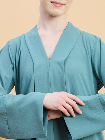 Women’s Solid Sea Green Abaya Burqa with Matching Hijab