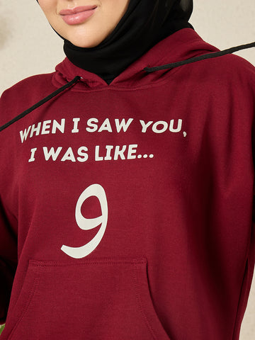 Wow Modest Maroon Fleece Winter Hoodie for Women